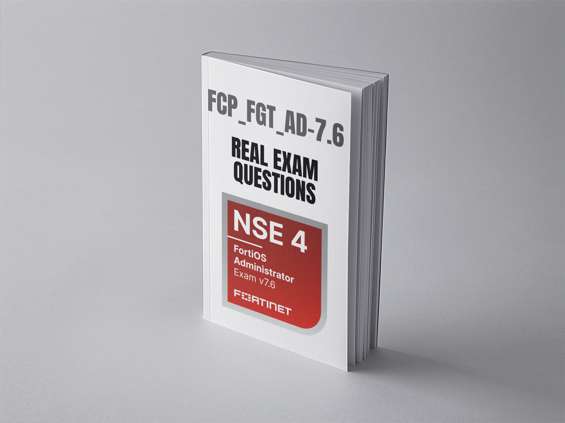 Fortinet FCP_FGT_AD-7.6 exam questions PDF - standing book cover