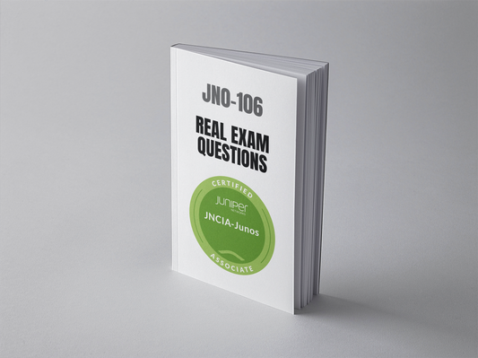 Juniper JNCIA-Junos JN0-106 exam questions PDF - standing book cover