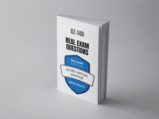 Microsoft AZ-140 exam questions PDF - standing book cover