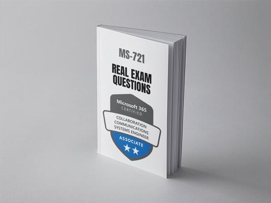 Microsoft MS-721 exam questions PDF - standing book cover