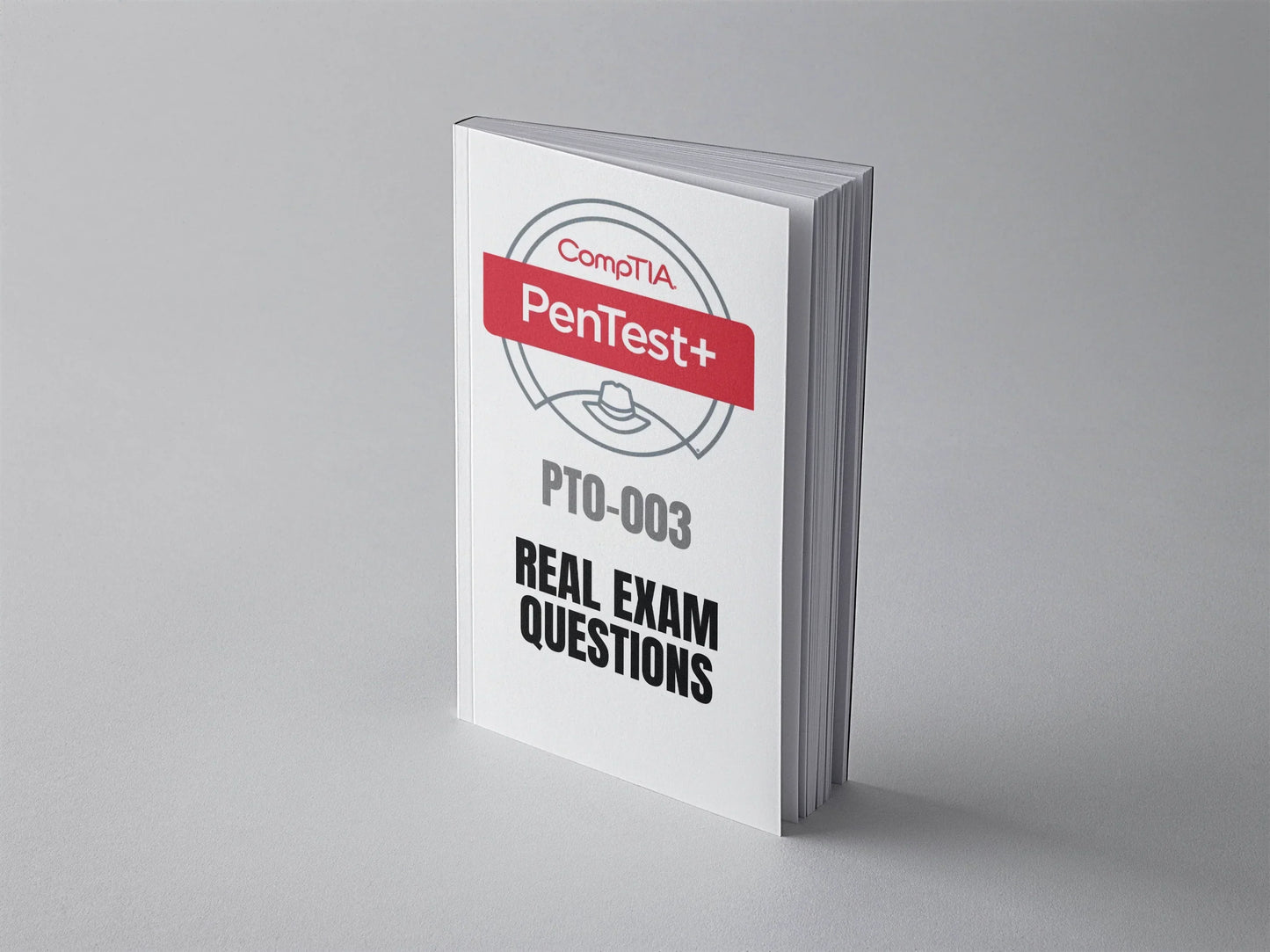 Practice questions for the CompTIA PenTest+ PT0-003 exam, offered by Daily Debian, displayed on a computer screen.