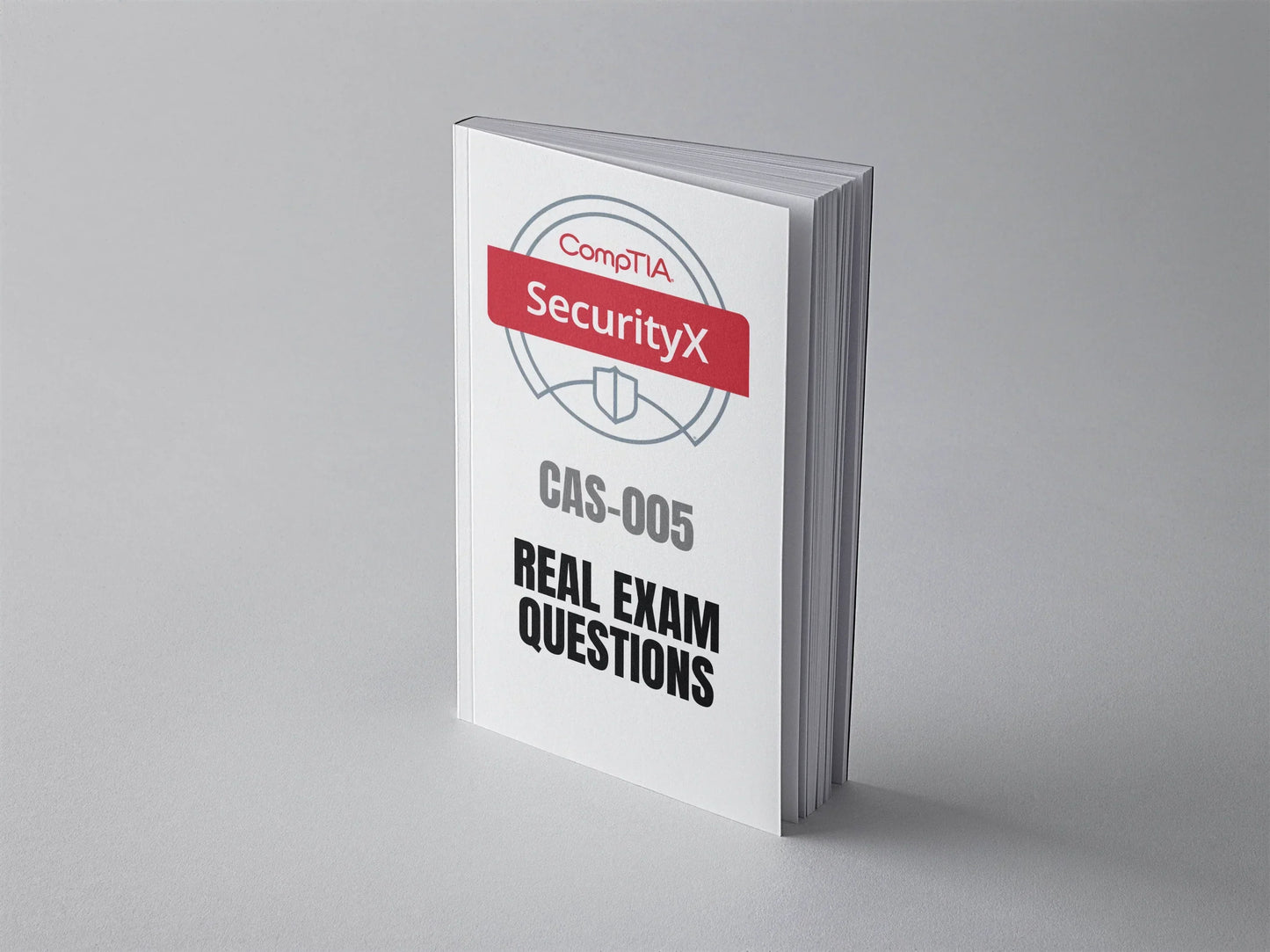 CompTIA SecurityX CAS-005 exam practice questions booklet by Daily Debian, featuring sample questions for cybersecurity certification prep.