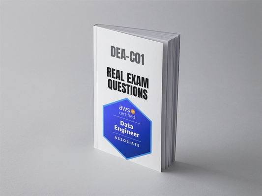 DEA-C01 exam guidebook with AWS Certified Data Engineer Associate badge on cover