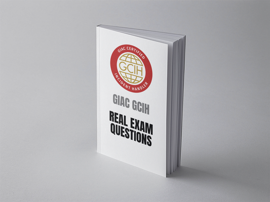 Book with GIAC GCIH certification logo and 'Real Exam Questions' text on cover